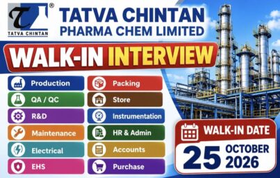 Tatva Chintan Pharma Chem Limited Recruitment| Walk-In Interview