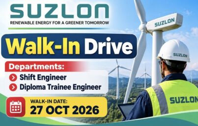 Suzlon Energy Recruitment 2026: Walk-In Drive for Shift Engineers and Diploma Trainee Engineers