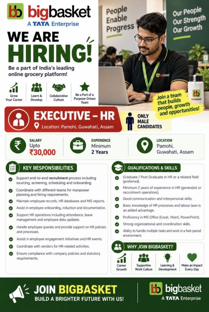 BigBasket Recruitment: Hiring for HR Executive