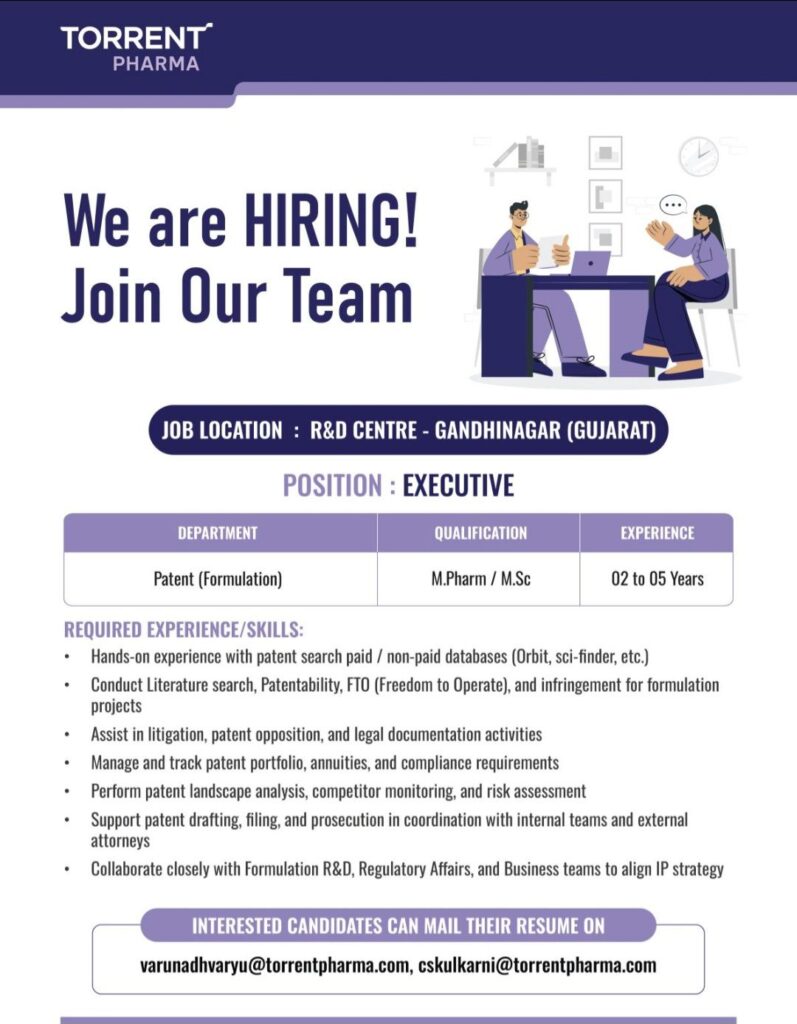 Torrent Pharma Recruitment– Executive Job