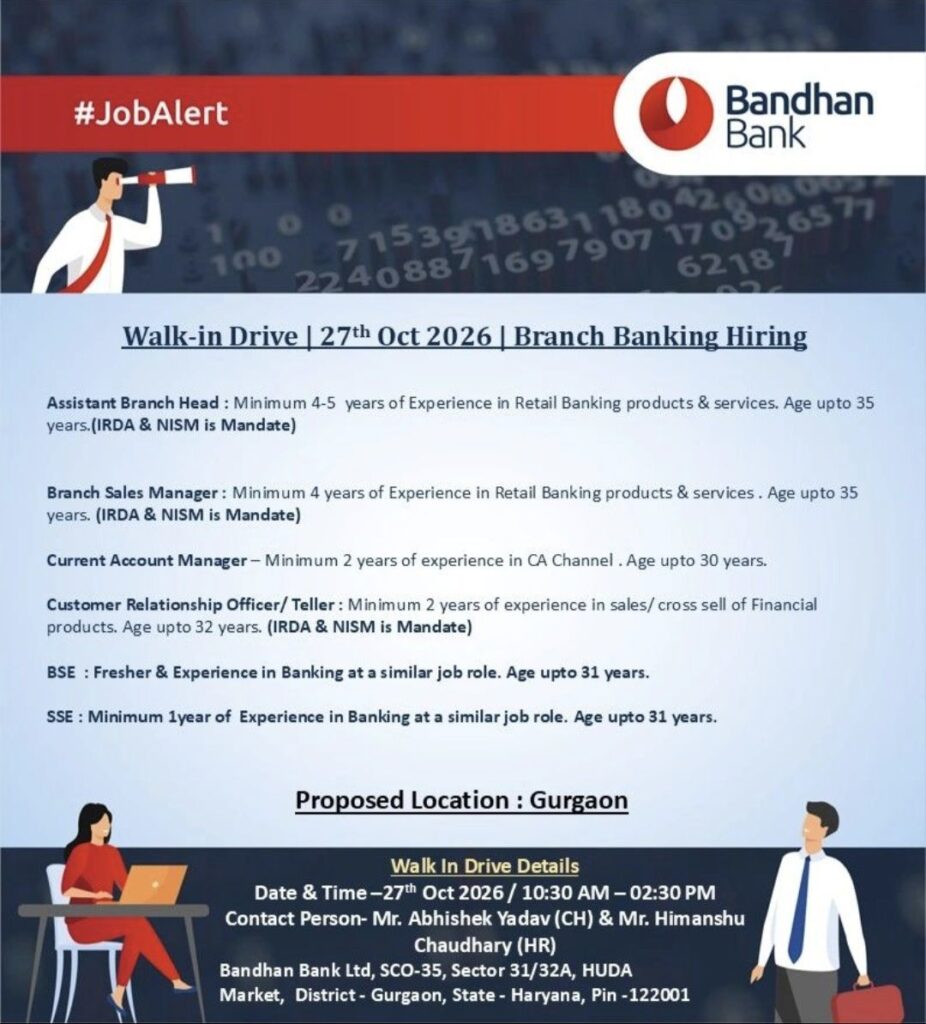 Bandhan Bank Recruitment: Walk-in Interview for Branch Banking Positions