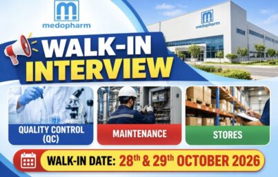 Medopharm Private Limited Walk-In Interview– QC, Maintenance and Stores Vacancies