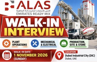 ALAS Emirates Ready Mix Recruitment: Walk-In Interview in Dubai, UAE