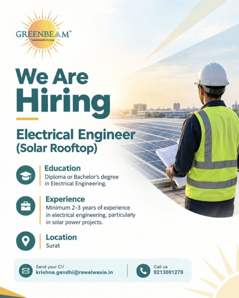Greenbeam Recruitment– Electrical Engineer Vacancy in Surat