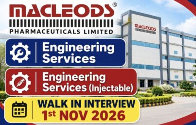 Macleods Pharmaceuticals Recruitment– Walk-In Interview at Indore Plant