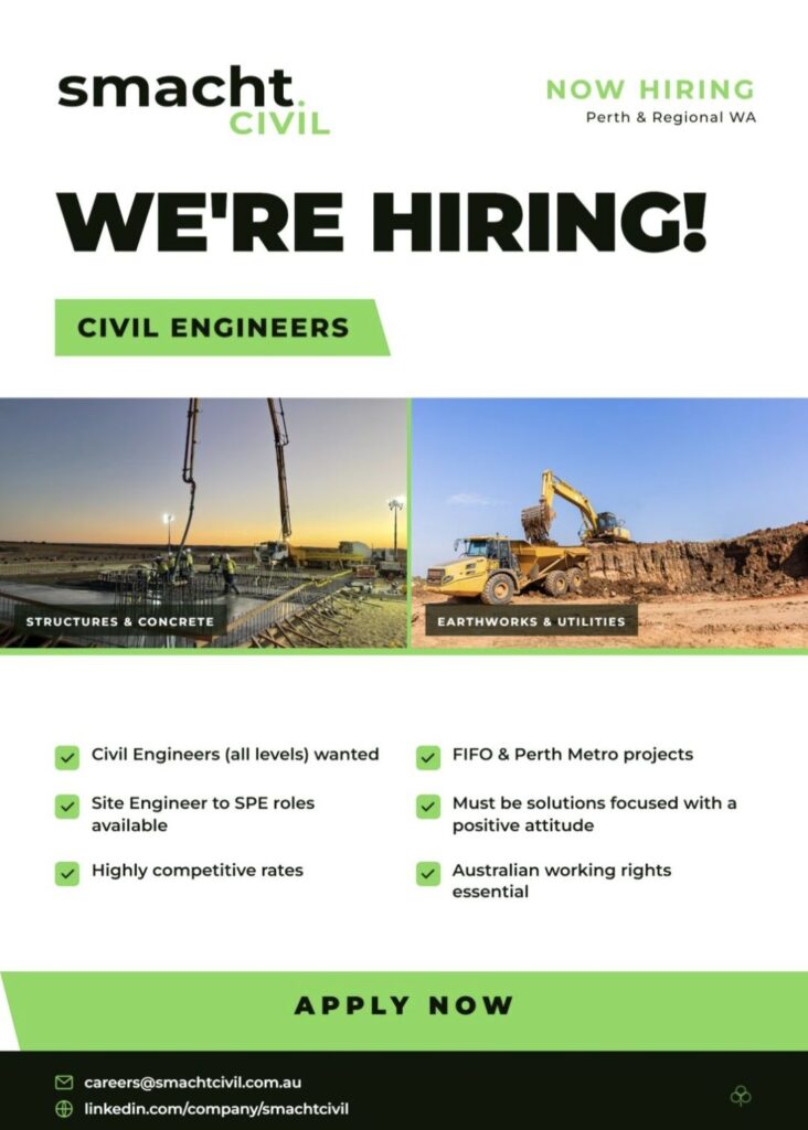 Smacht Civil Recruitment | Civil Engineers Hiring for FIFO & Perth Metro Projects.