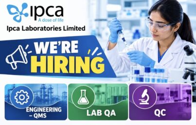 Ipca Laboratories Limited Hiring– Engineering (QMS), Lab QA & QC Departments